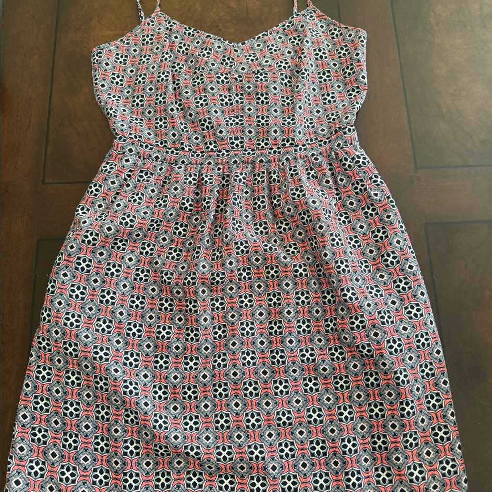 J. Crew Factory Pink and Navy Geometric Sundress